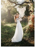 Long Sleeves Ivory Lace Tulle V Back Awesome Wedding Dress